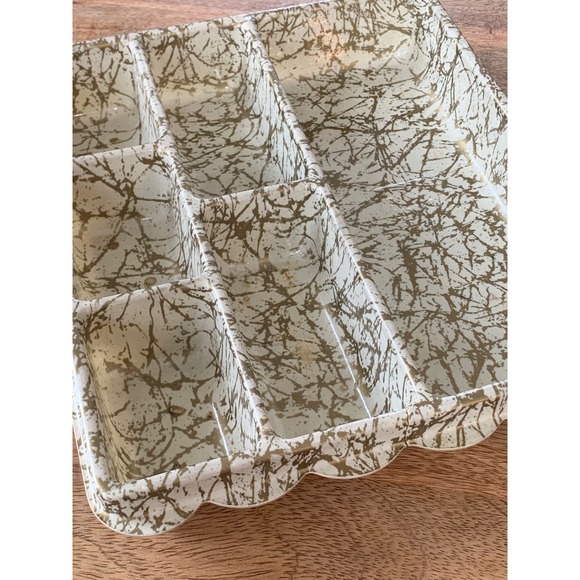 Vintage Max Klein Gold & White Plastic Drawer Organizer Divided Tray MCM Retro - Picture 3 of 10